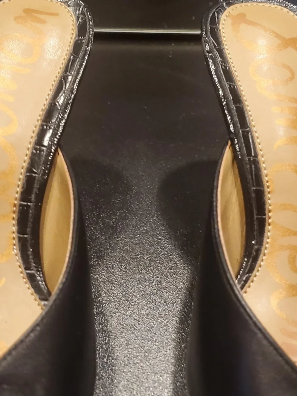 Sam Edelman Black Leather Pointed-Toe Mule Kitten Heels Size 7.5